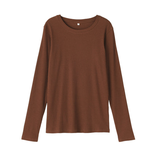 Lyocell Blend Rib T-Shirt Brown MUJI