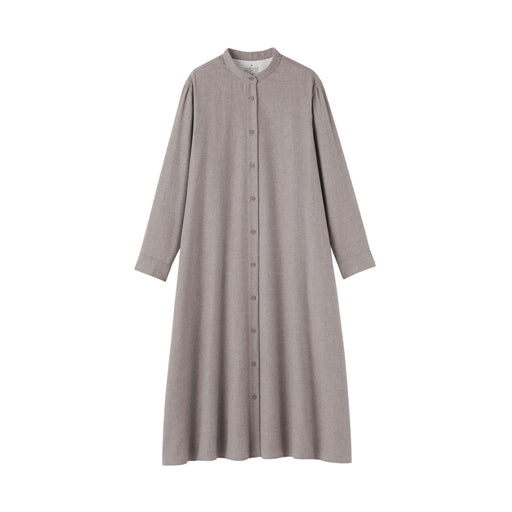 Flannel Stand Collar Dress Beige MUJI