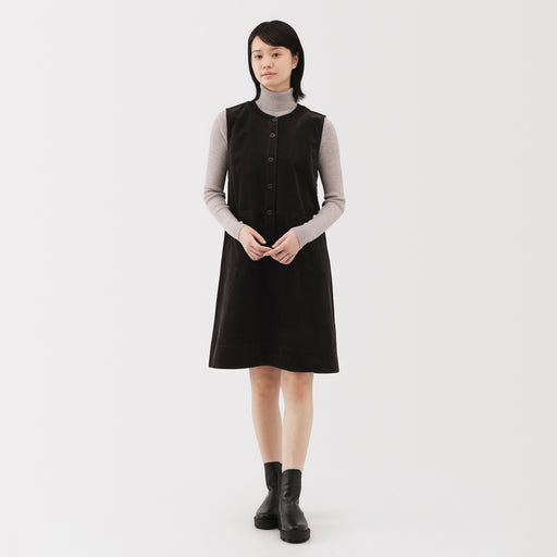 Kapok Blend Corduroy Jumper Skirt MUJI