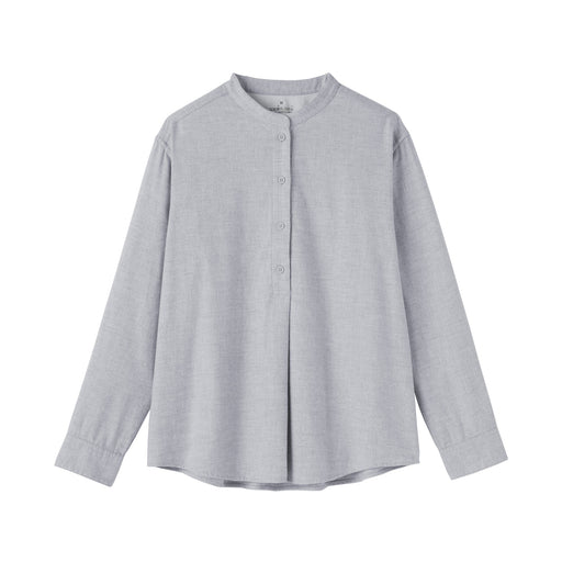 Flannel Stand Collar Blouse Light Gray MUJI