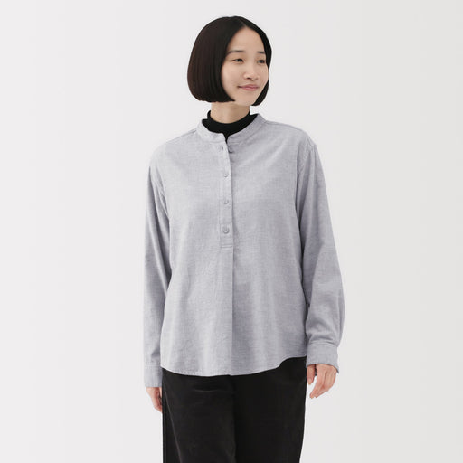 Flannel Stand Collar Blouse MUJI