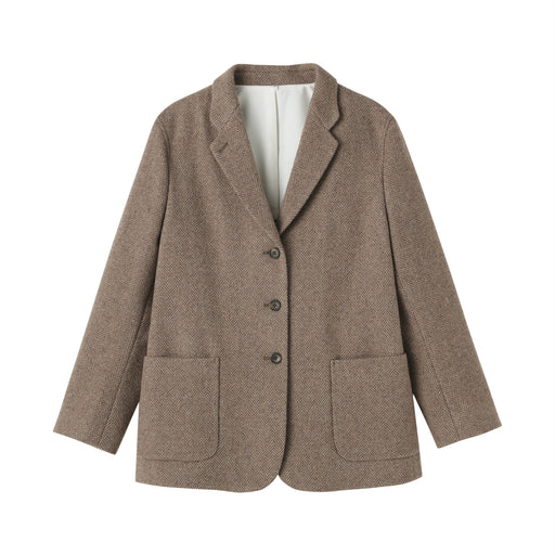 #WK39 +CAN Reclaimed Wool Blend Tweed Jacket BD11V25A Brown Pattern MUJI