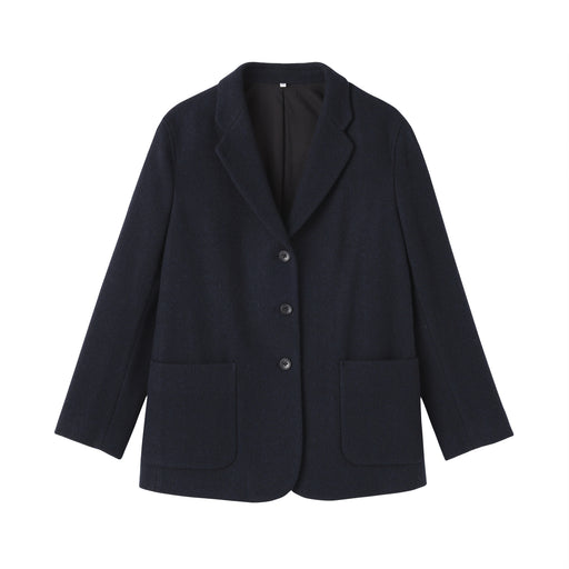 #WK39 +CAN Reclaimed Wool Blend Tweed Jacket BD11W25A Navy Pattern MUJI