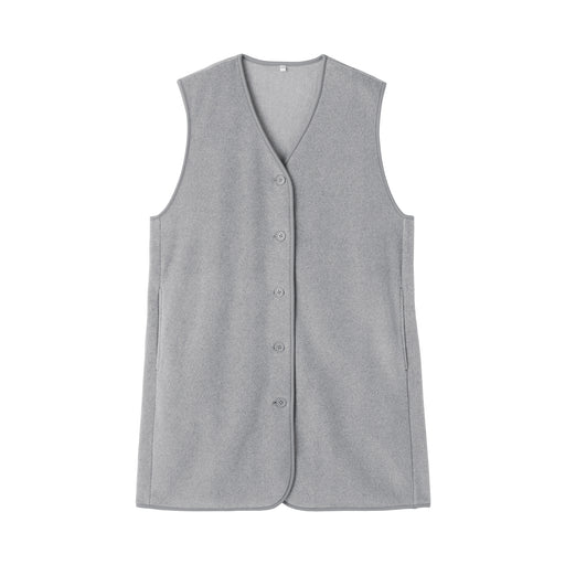 Recyclable Fleece Long Gilet Gray MUJI