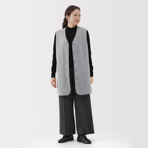 Recyclable Fleece Long Gilet MUJI