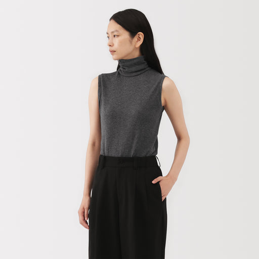 Labo Cotton Cashmere Sleeveless Turtleneck T-Shirt MUJI