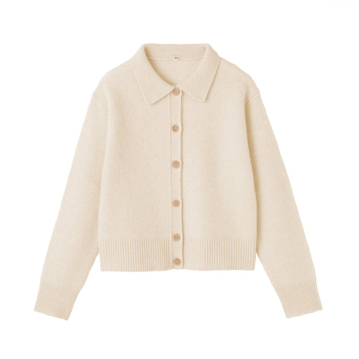 Labo Yak Wool Collared Cardigan Light Beige MUJI
