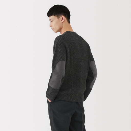 Labo Merino Wool Elbow Patch Sweater MUJI