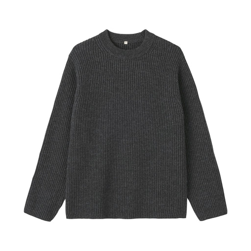 Labo Merino Wool Elbow Patch Sweater Charcoal Gray MUJI