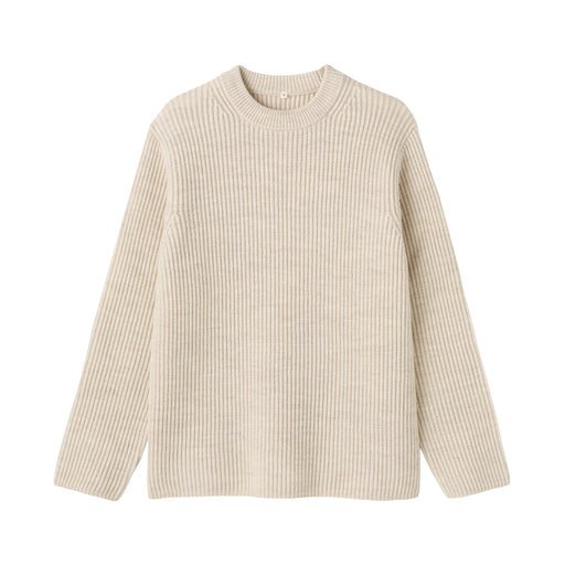 Labo Merino Wool Elbow Patch Sweater Light Beige MUJI