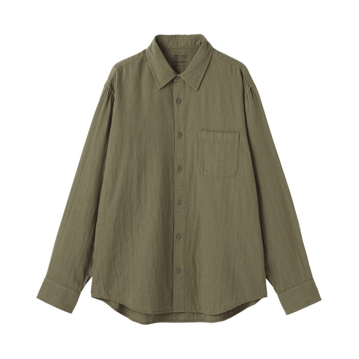 Kapok Blend Double Gauze Shirt Dark Green MUJI