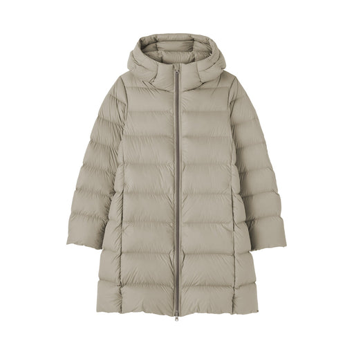 Lightweight Down Hooded Coat Light Beige MUJI