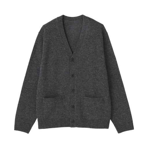 Wool V-Neck Cardigan Charcoal Gray MUJI