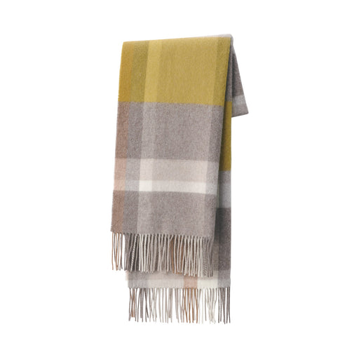 Fluffy Wool Blanket Stole Mocha Brown Check MUJI