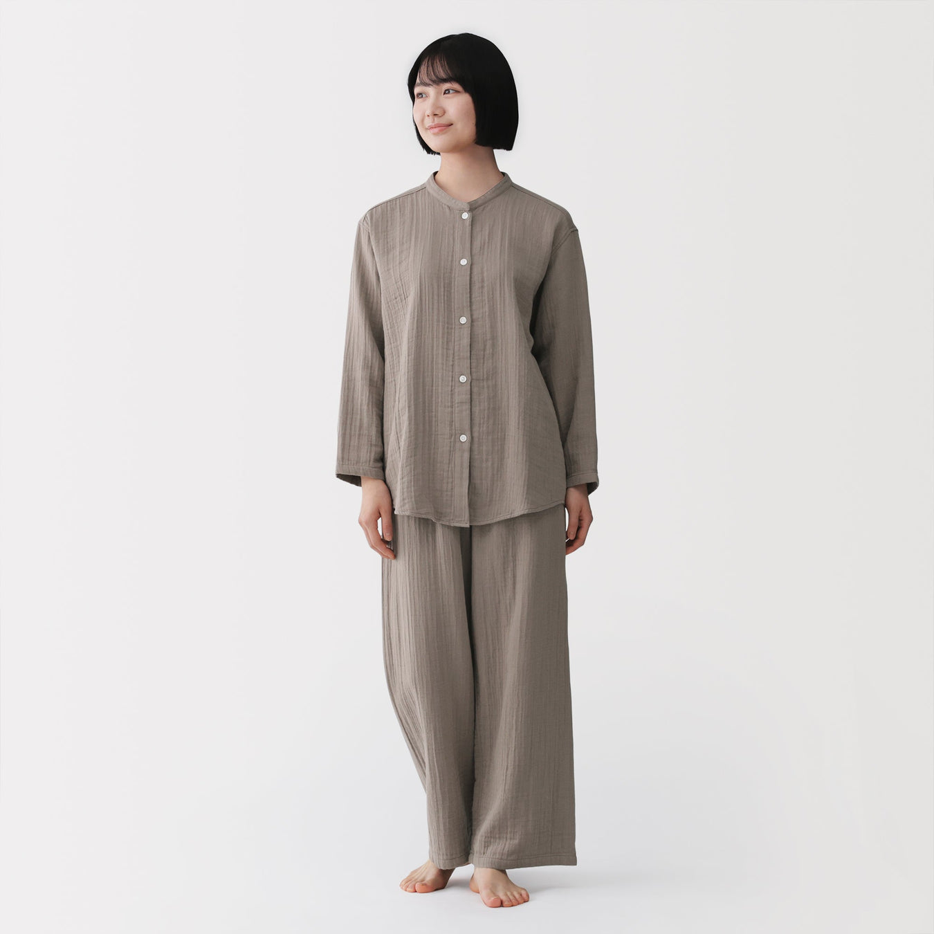 Side Seamless Gauze Pajamas Mocha Brown MUJI
