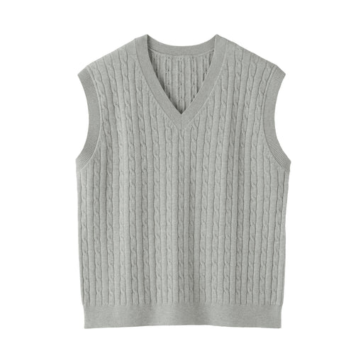 Cotton Blend Cable Vest Gray MUJI
