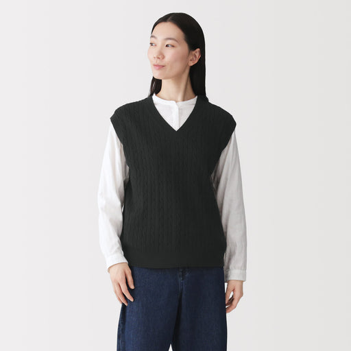 Cotton Blend Cable Vest MUJI