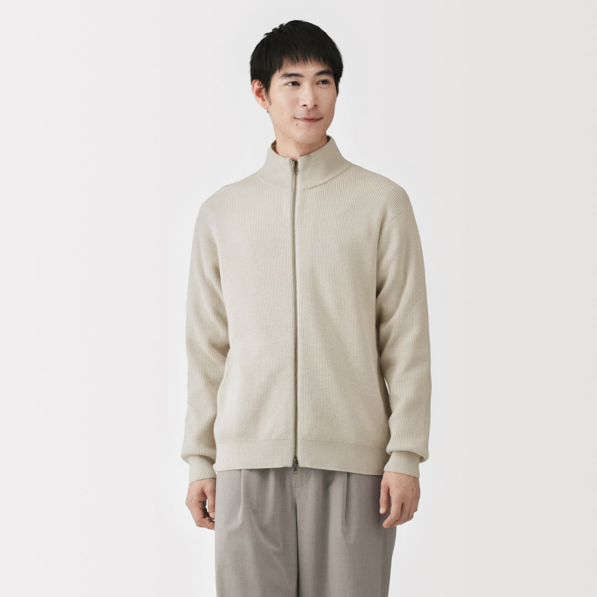 Cotton Blend Full-Zip Cardigan | Men's Sweaters | MUJI USA