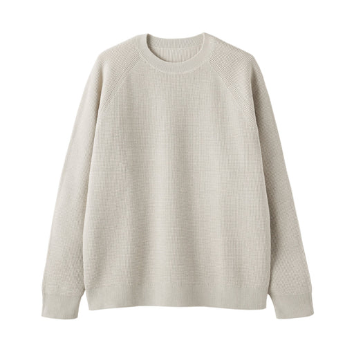 Cotton Blend Waffle Sweater Ivory MUJI