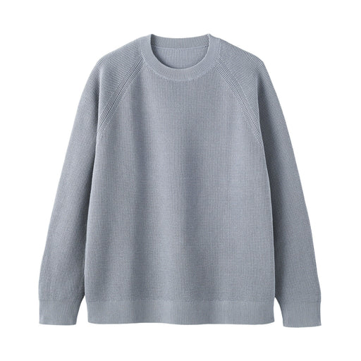 #26SS [import] Cotton Blend Waffle Sweater Smoky Blue MUJI