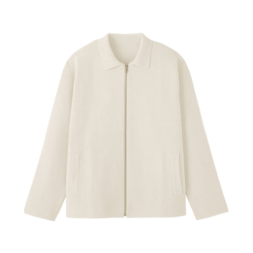 Labo Cotton Milano Rib Zip Cardigan Light Beige MUJI