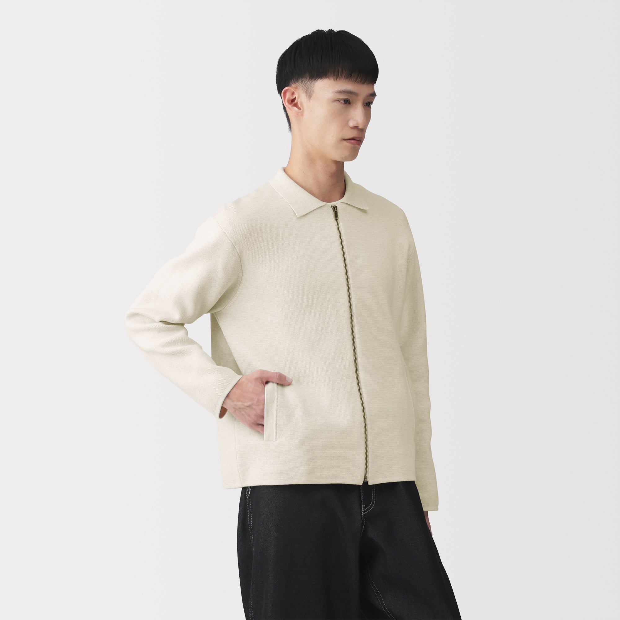 Labo Cotton Milano Rib Zip Cardigan | Men's Tops | MUJI USA