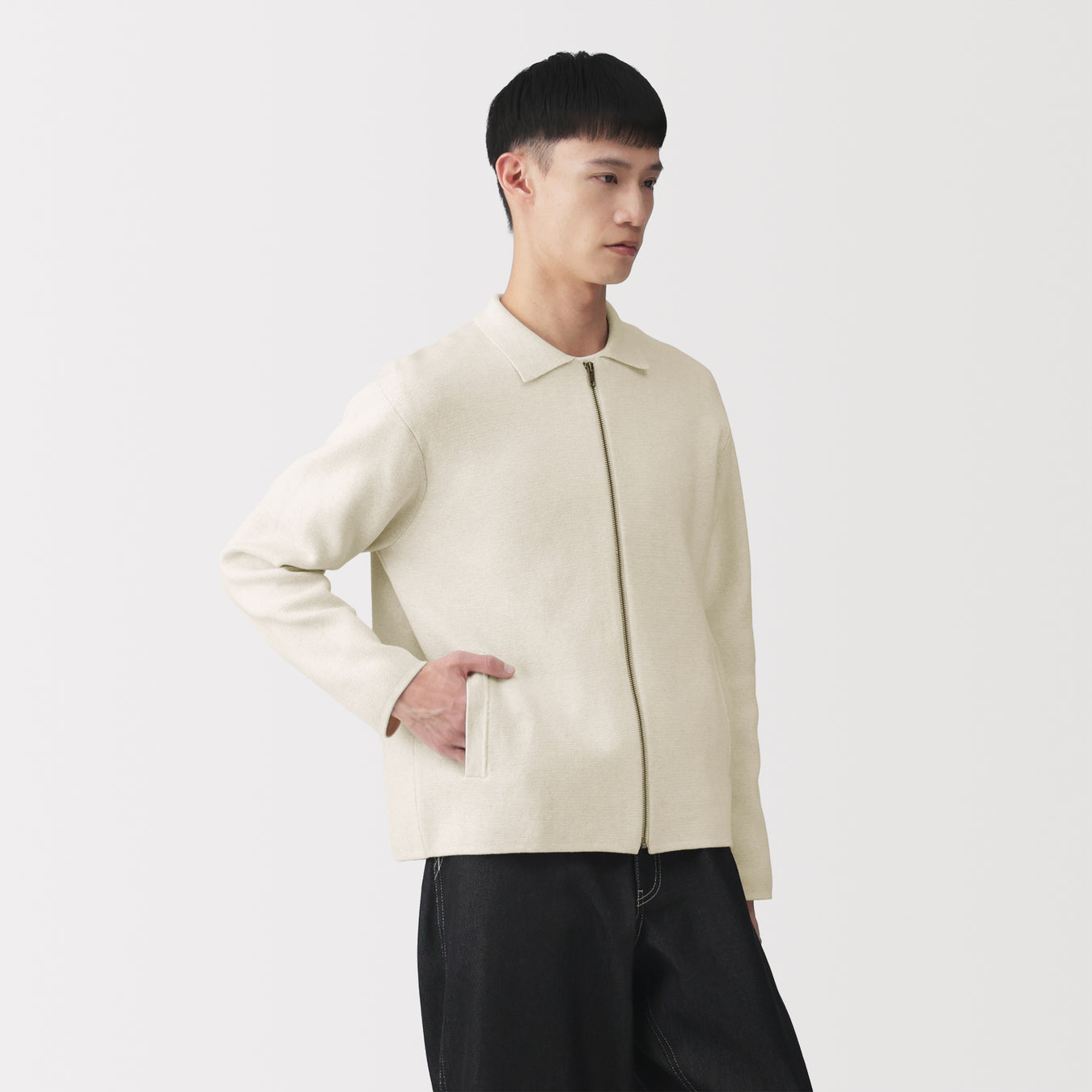 Labo Cotton Milano Rib Zip Cardigan MUJI