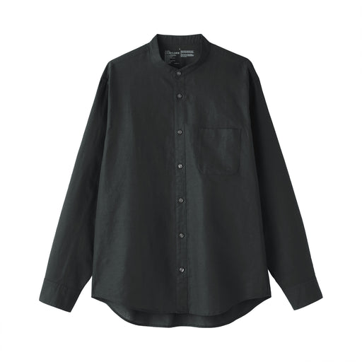 Hemp Cotton Stand Collar Shirt Black MUJI