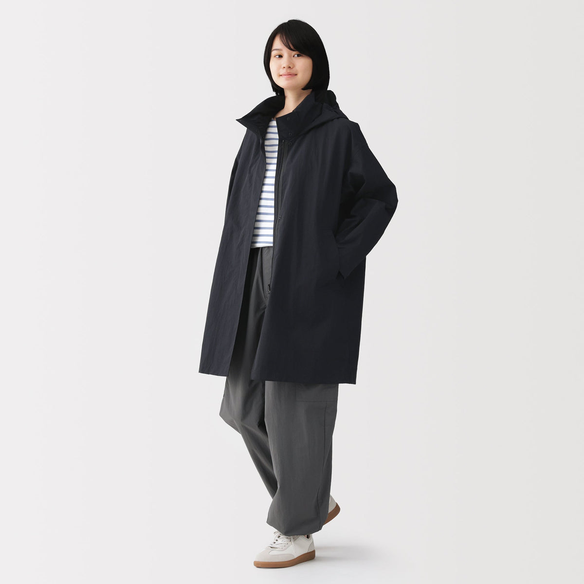 MUJI — Water Repellent Hooded Long Coat