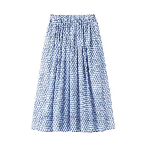 Block Print Gathered Skirt White Pattern MUJI