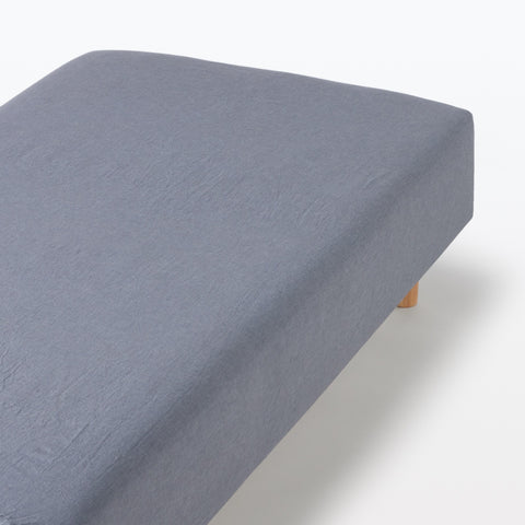 Washed Cotton Fitted Sheet - WHITE KING