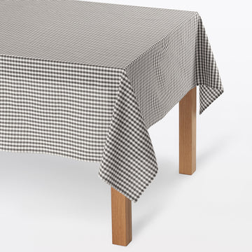 Indian Cotton Tablecloth - Off-white x Charcoal Gray MUJI