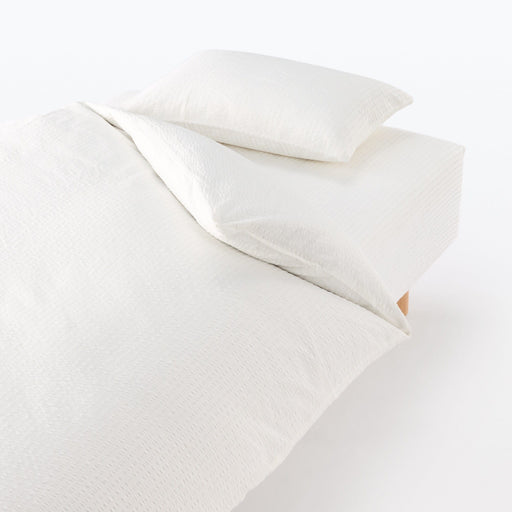 Cotton Seersucker Duvet Cover Off White MUJI