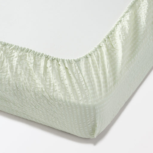 #WK12 YL -import- Cotton Seersucker Fitted Sheet 26SS Green MUJI