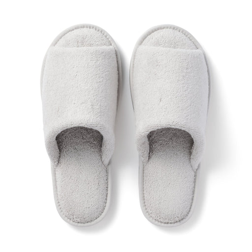 Cotton Pile Open Toe Slippers Gray MUJI