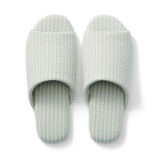 #wk 14 -import- Cotton Seersucker Soft Slippers Green MUJI