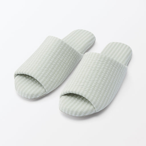 Cotton Seersucker Soft Slippers Green MUJI