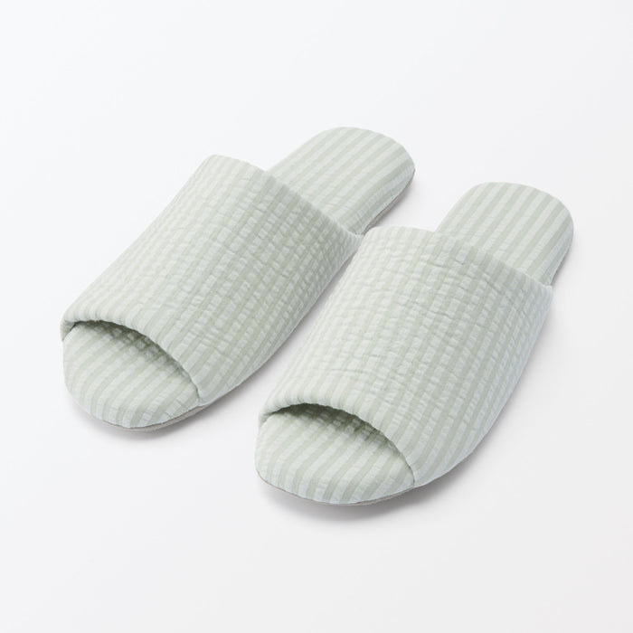 Mujo Ys Cotton Seersucker Soft Slippers | Summer Home Slippers | MUJI USA