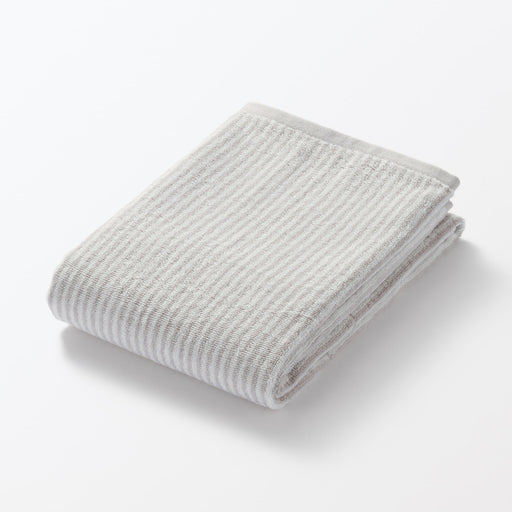 Cotton Twin Pile Bath Towel Light Gray Stripe MUJI