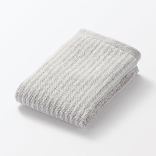 Cotton Twin Pile Hand Towel Light Gray Stripe MUJI