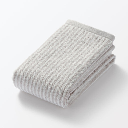 Cotton Twin Pile Face Towel Light Gray Stripe MUJI