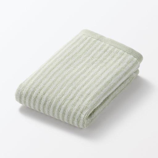 Cotton Twin Pile Hand Towel Green Stripe MUJI