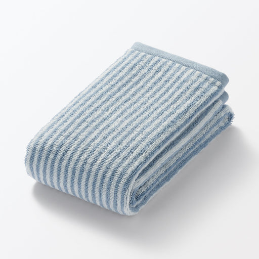 Cotton Twin Pile Face Towel Blue Stripe MUJI