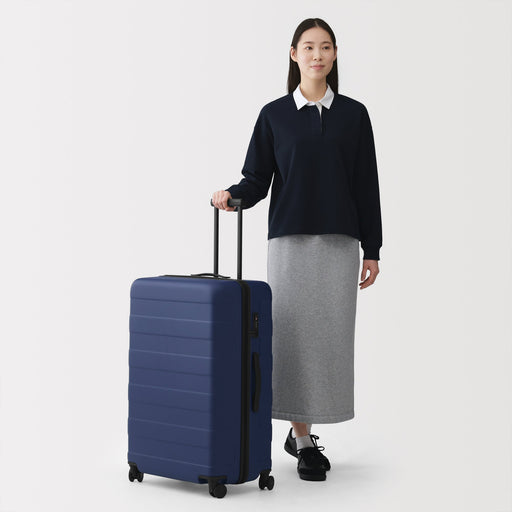 Adjustable Handle Hard Shell Suitcase 105L | Check-In Navy MUJI