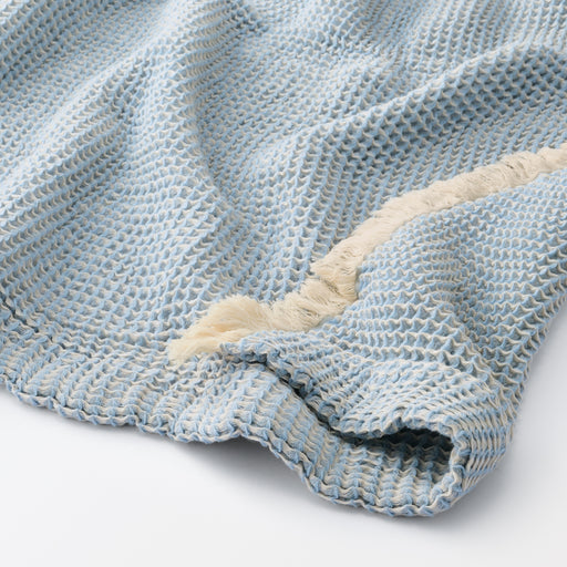 Waffle Weave Blanket - Single Blue MUJI