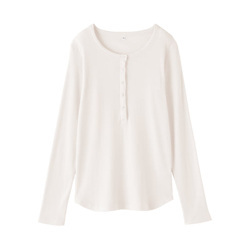 Lyocell Blend Rib Henley T-Shirt Off White MUJI