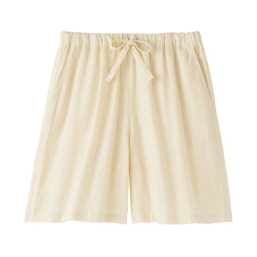 Cotton Gauze Half Pants Yellow Stripe MUJI