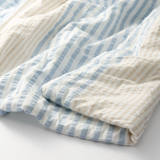 #wk 9 - Cotton Seersucker Thin Duvet - Queen JABO9F6S Blue Stripe MUJI