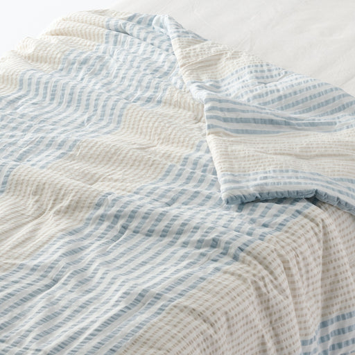 #wk 9 - Cotton Seersucker Thin Duvet - Queen JABO9F6S Blue Stripe MUJI