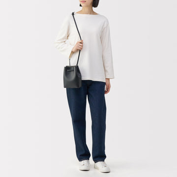 Tanned Leather Drawstring Bag MUJI